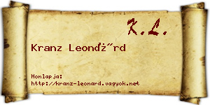 Kranz Leonárd névjegykártya